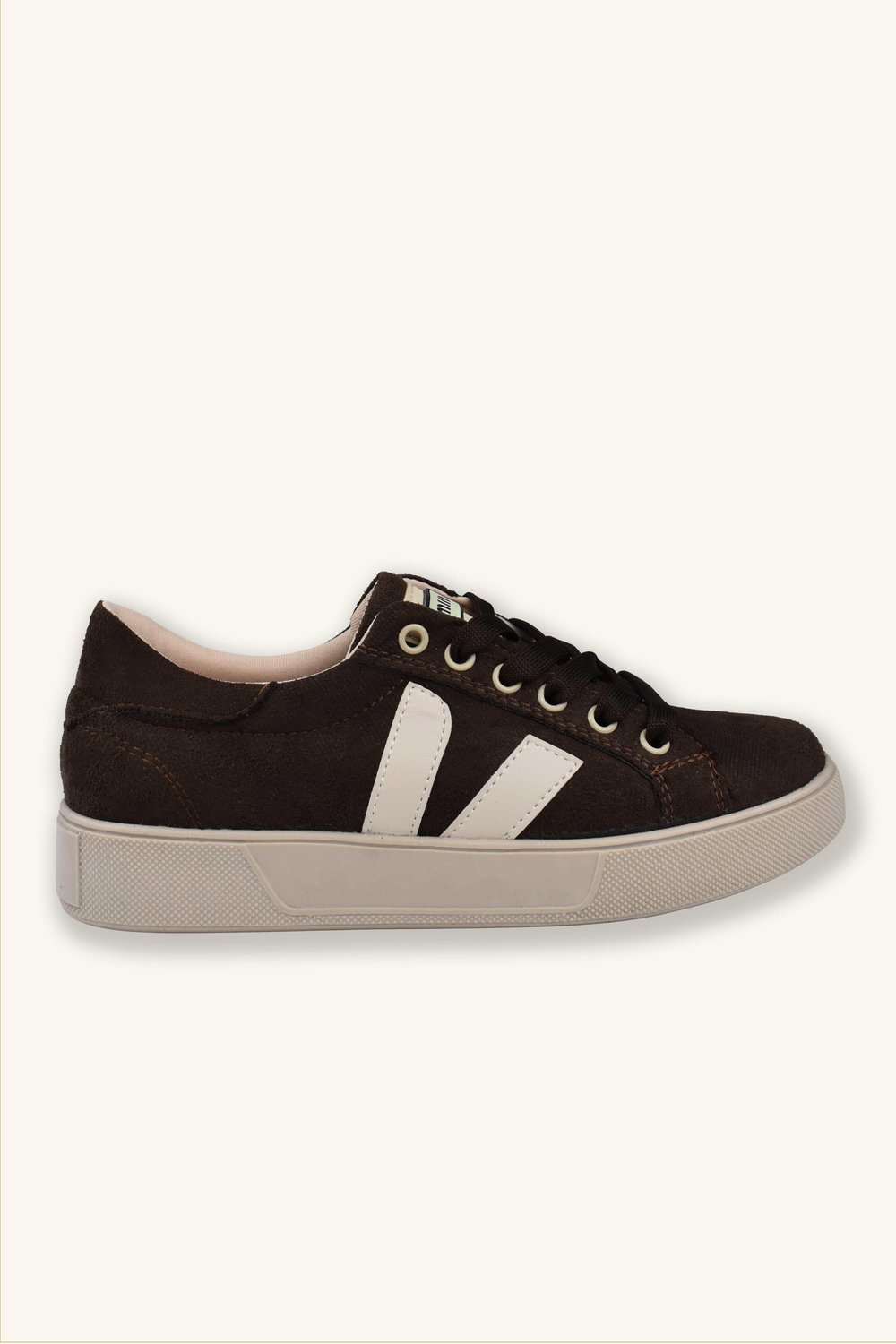 Kadın Deri Detaylı Süet Sneaker - Acı Kahve