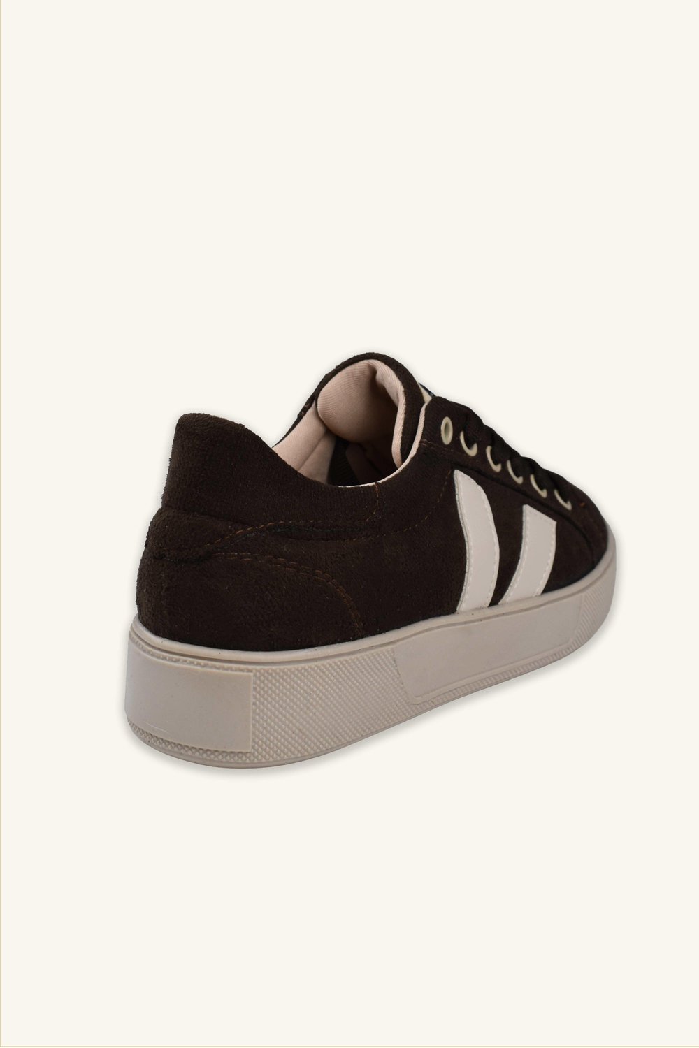 Kadın Deri Detaylı Süet Sneaker - Acı Kahve