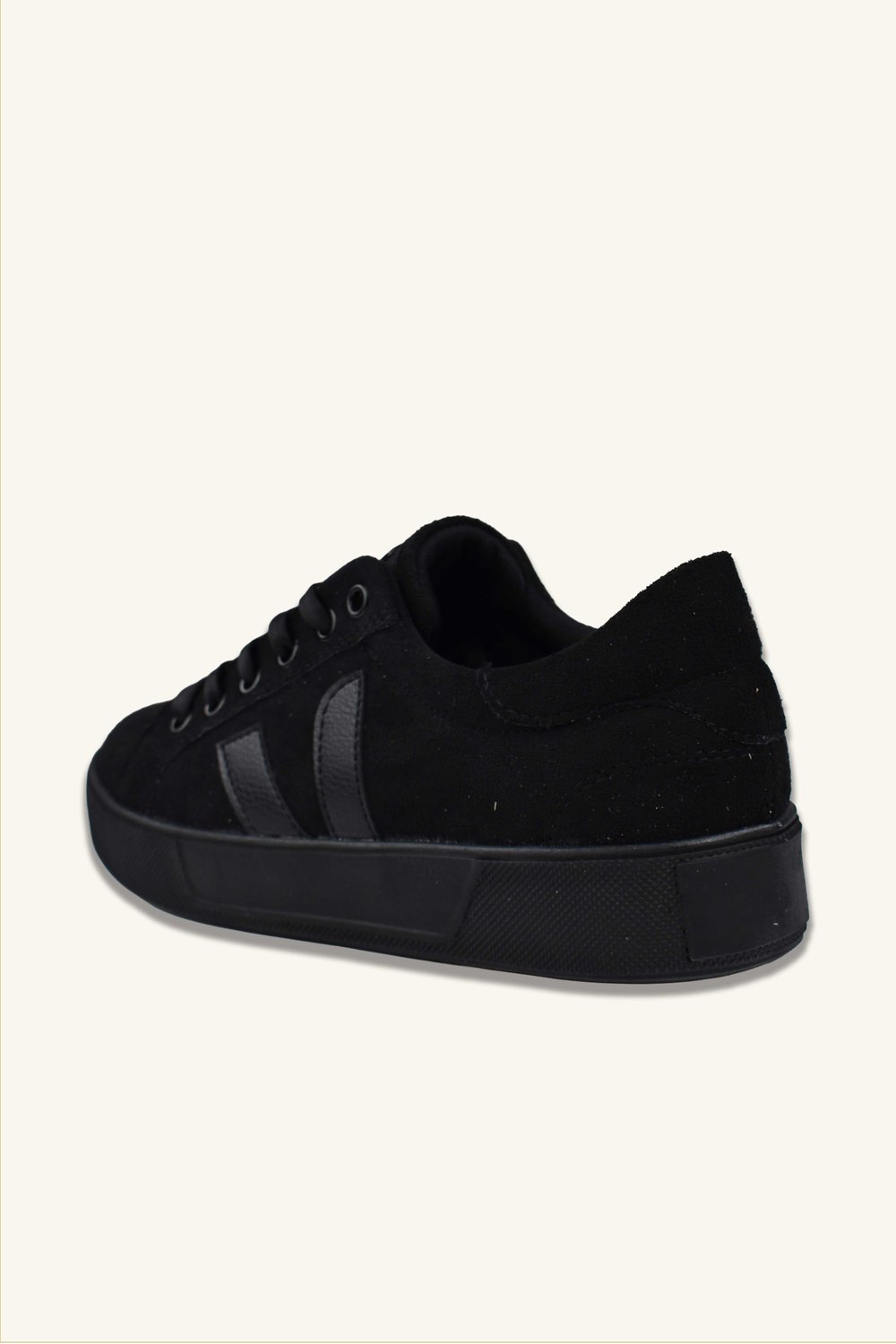 Kadın Deri Detaylı Süet Sneaker - Siyah