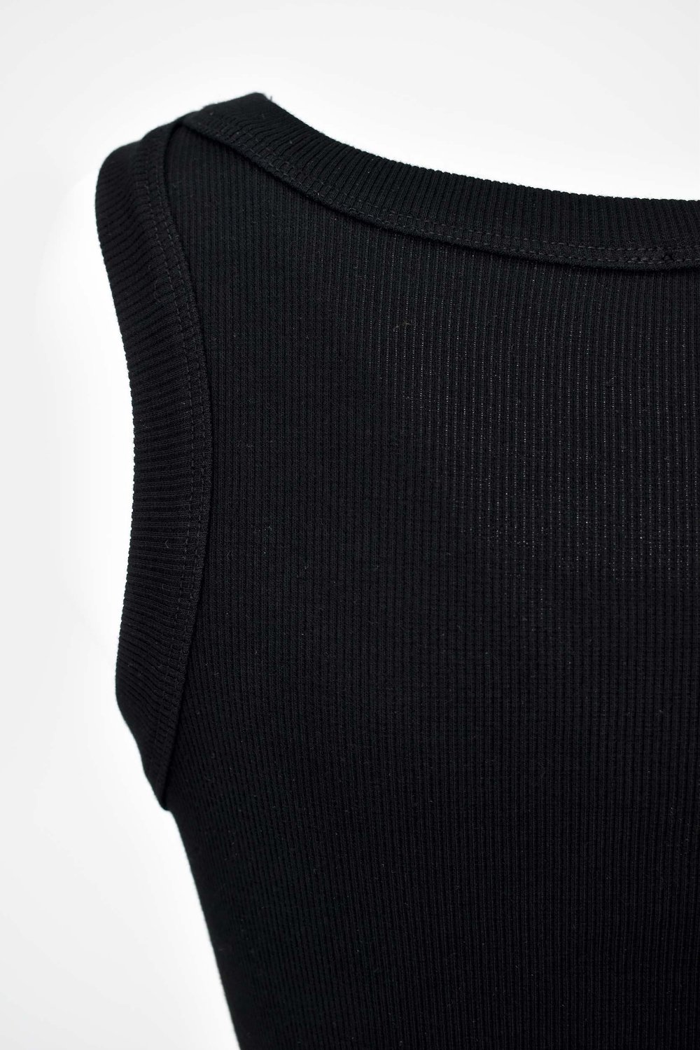 Kadın Geniş Askılı Fitilli Pamuklu Basic Atlet  - Siyah