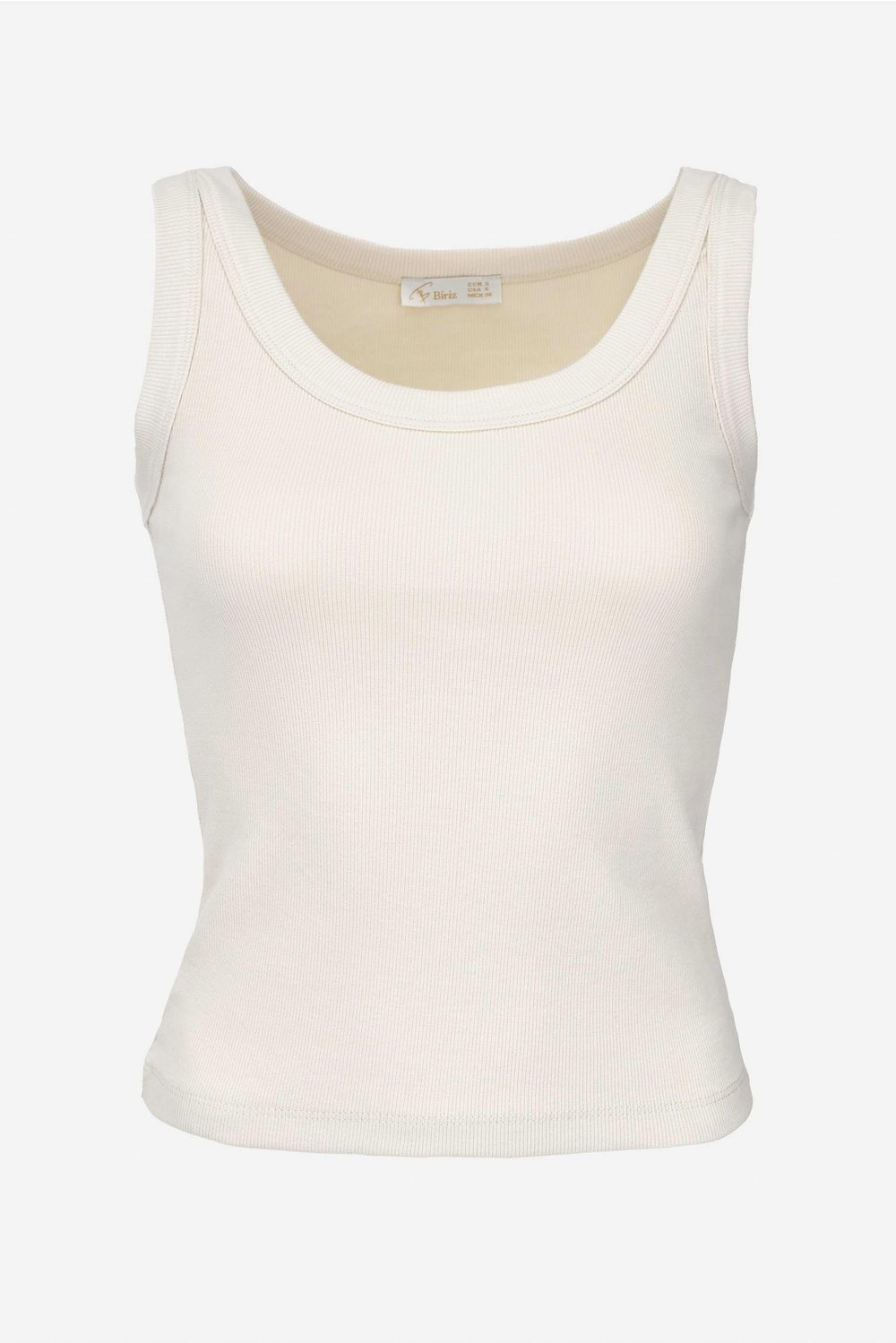 Kadın Geniş Askılı Fitilli Pamuklu Basic Atlet - Bej