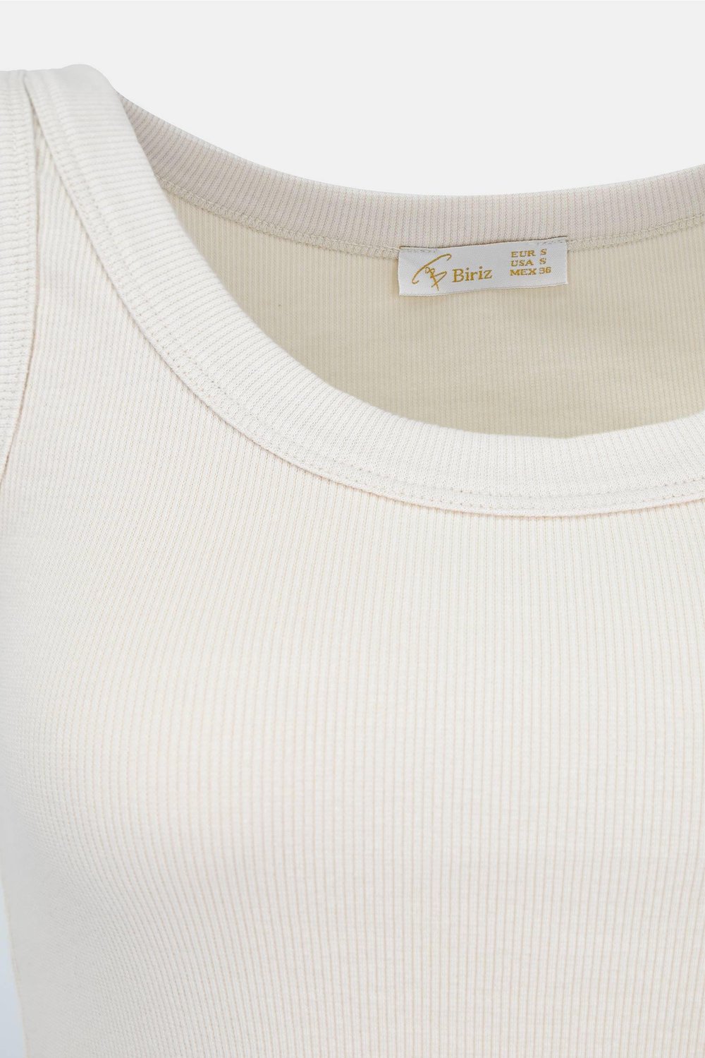 Kadın Geniş Askılı Fitilli Pamuklu Basic Atlet - Bej