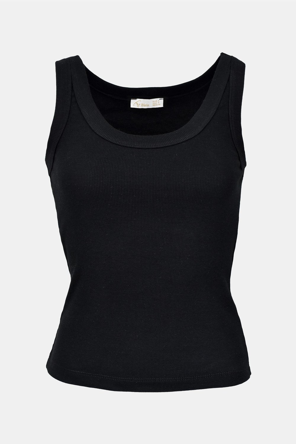 Kadın Geniş Askılı Fitilli Pamuklu Basic Atlet  - Siyah