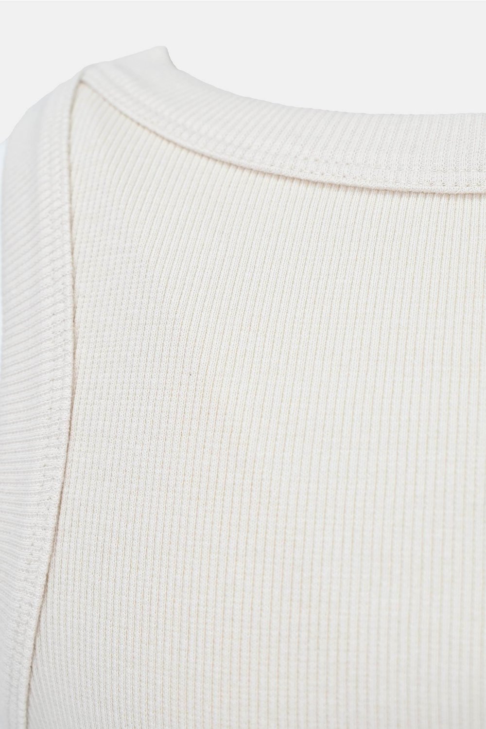 Kadın Geniş Askılı Fitilli Pamuklu Basic Atlet - Bej