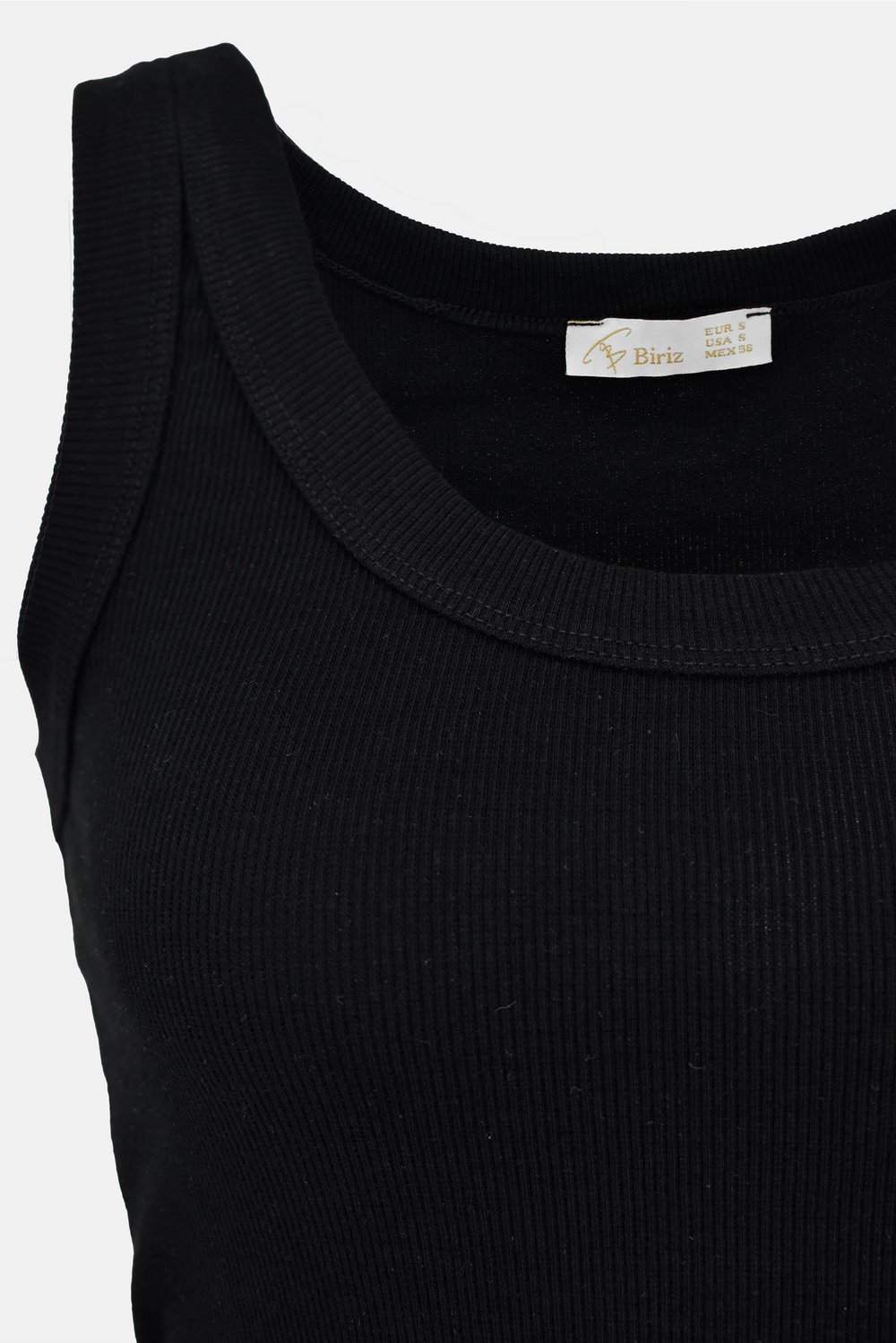 Kadın Geniş Askılı Fitilli Pamuklu Basic Atlet  - Siyah