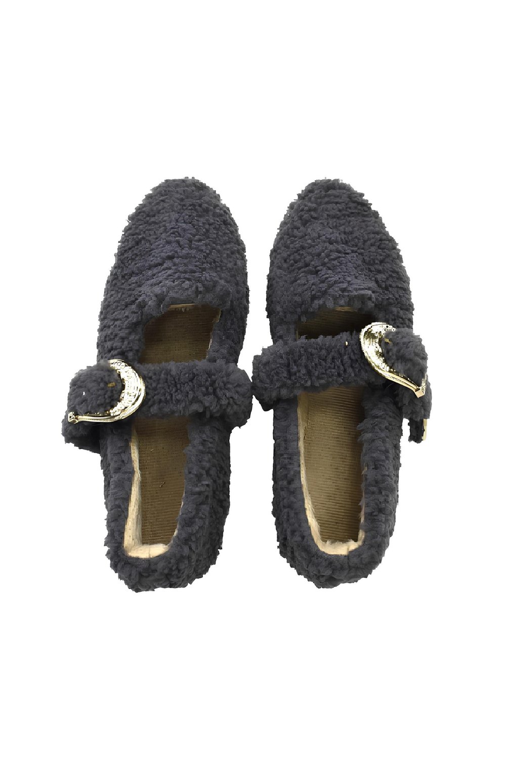 Kadın Gold Tokalı Peluş Ev Babeti - Koyu Gri