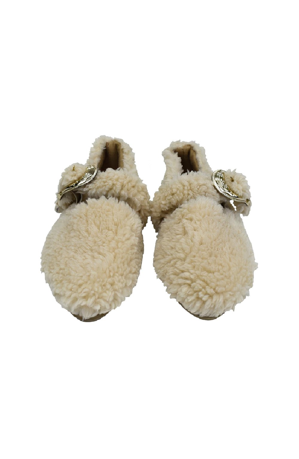 Kadın Gold Tokalı Peluş Ev Babeti - Krem