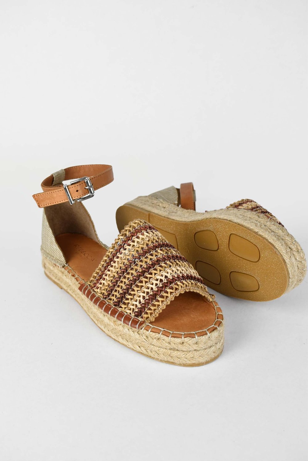 Kadın Hasır Detaylı Yazlık Sandalet - Kahverengi