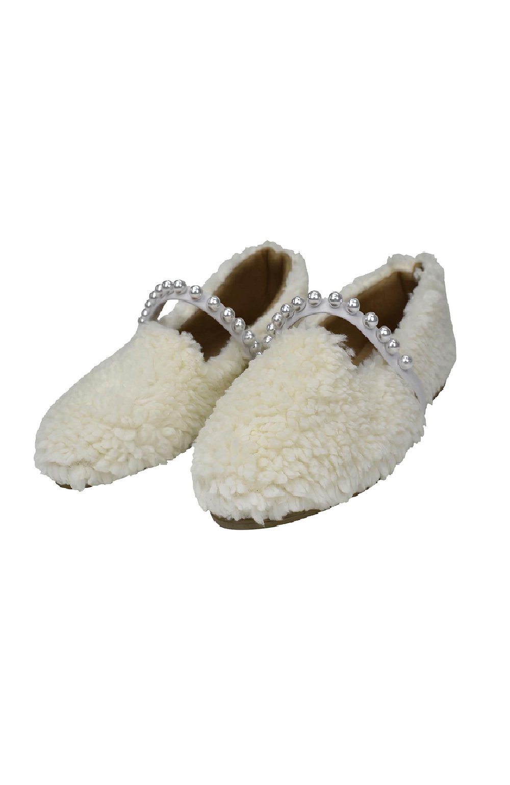 Kadın İnci Detaylı Peluş Ev Babeti - Beyaz