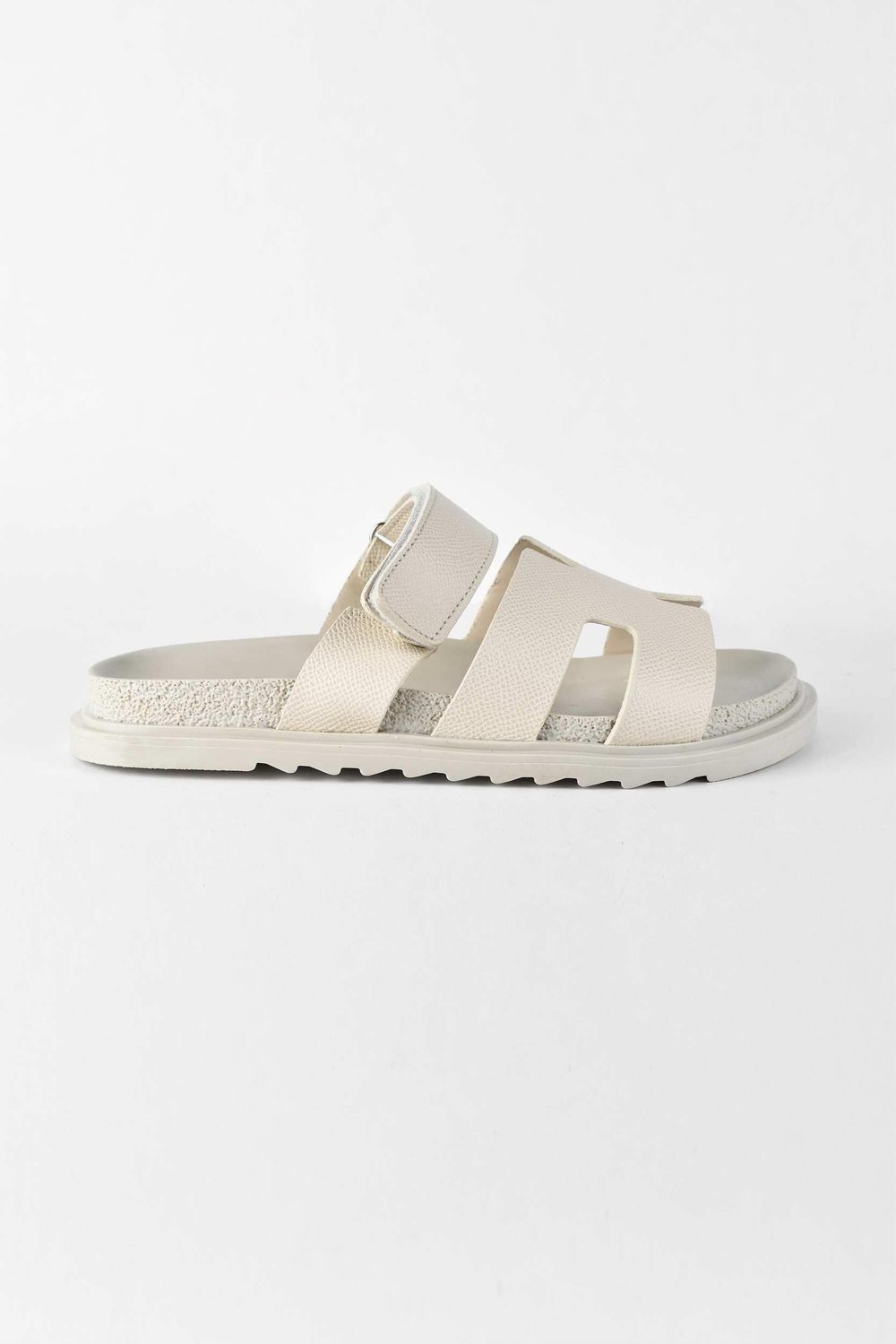 Kadın Önü Açık Cırtlı Rahat Poli Taban Günlük Terlik - Bej