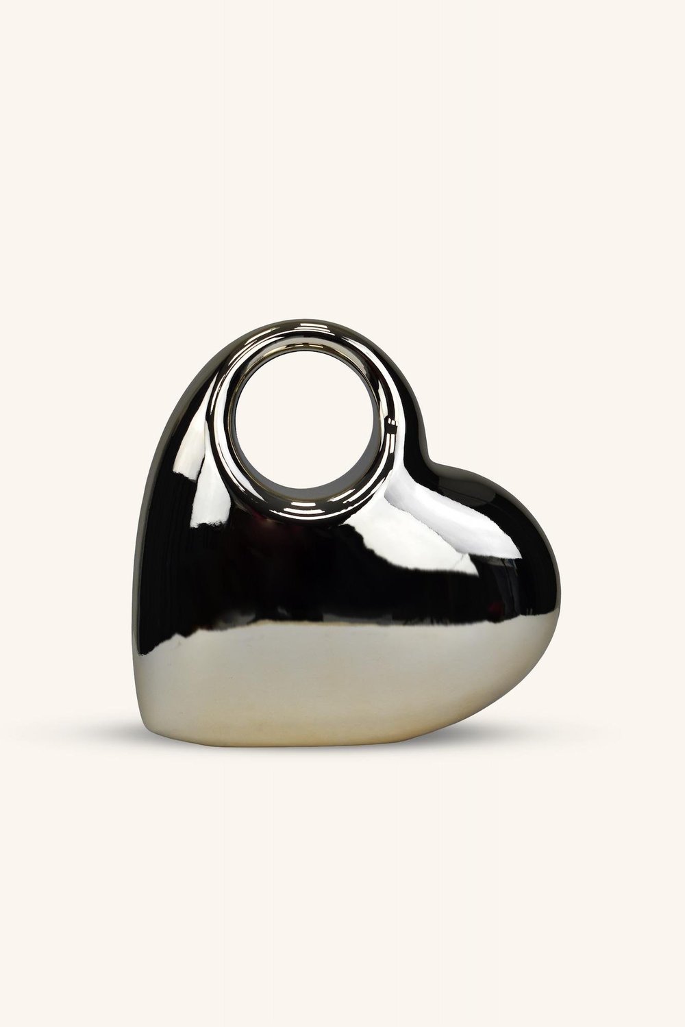 Kalp Model Parlak Abiye Çanta - Gold