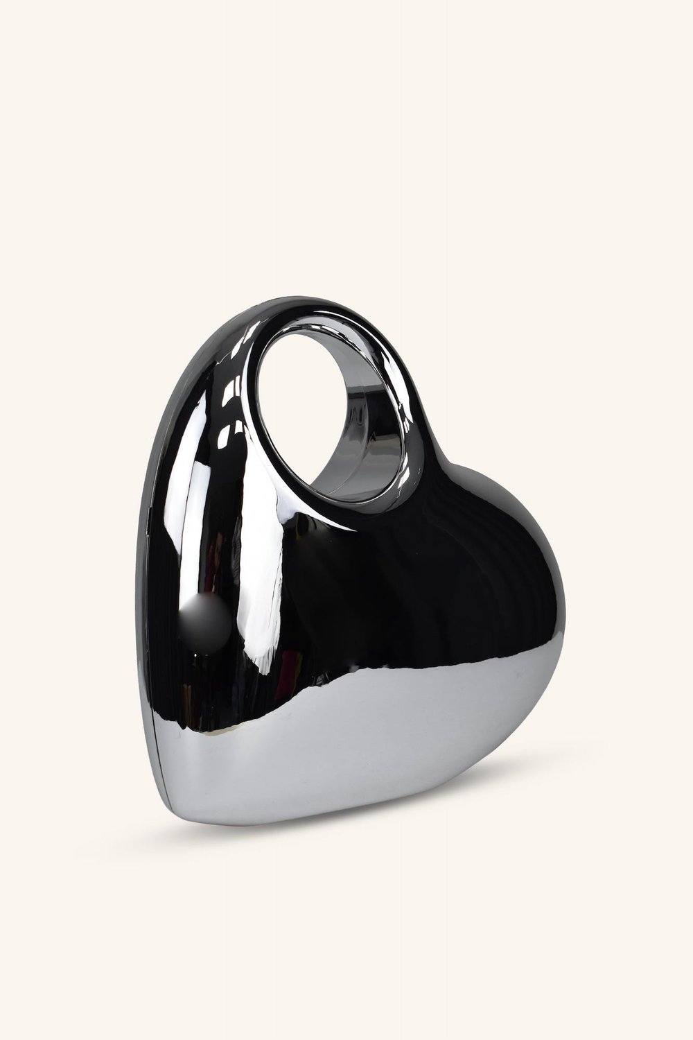 Kalp Model Parlak Abiye Çanta - Gümüş