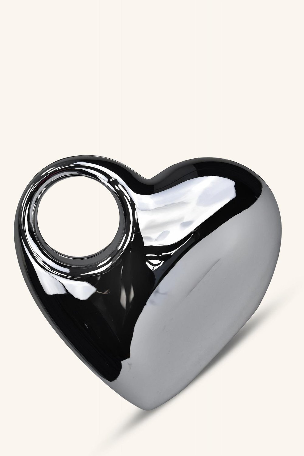 Kalp Model Parlak Abiye Çanta - Gümüş