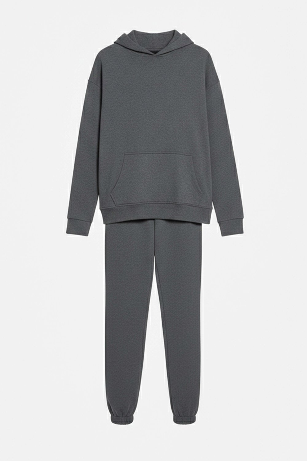 Kapüşonlu Cep Detaylı İki İplik Eşofman Takımı – Antrasit