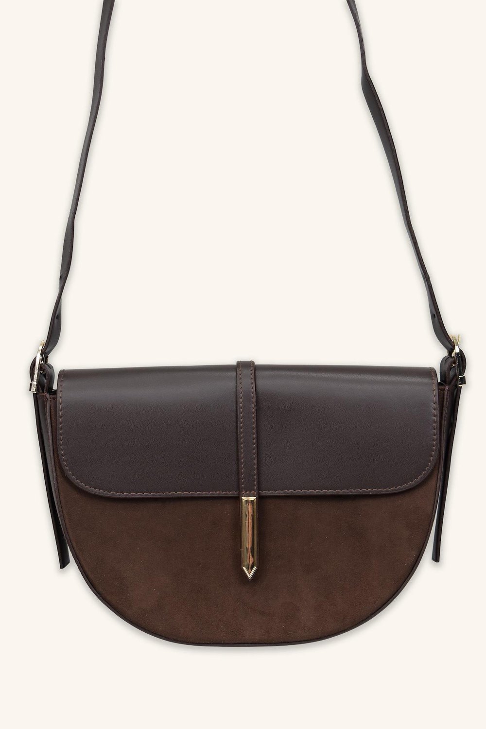 Luce Gold Detaylı El ve Omuz Çantası - Kahverengi