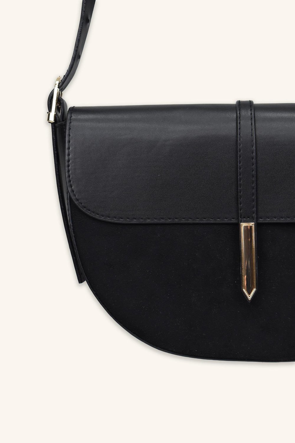 Luce Gold Detaylı El ve Omuz Çantası - Siyah