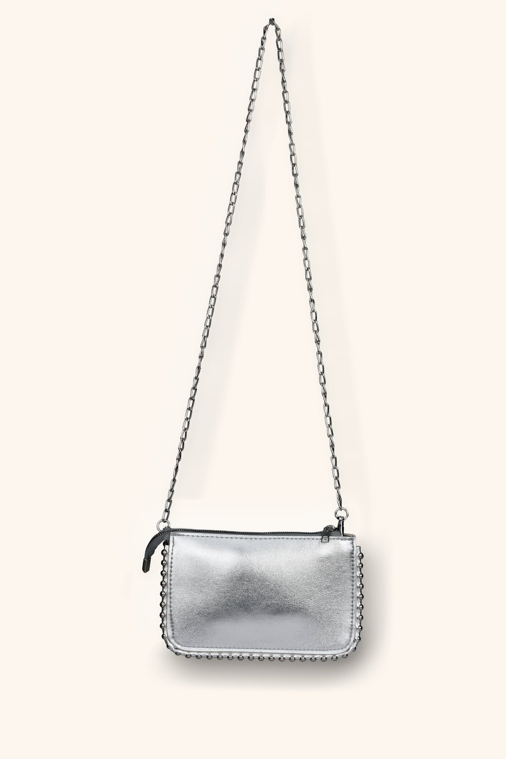 Mini Boncuklu Çanta - Gümüş
