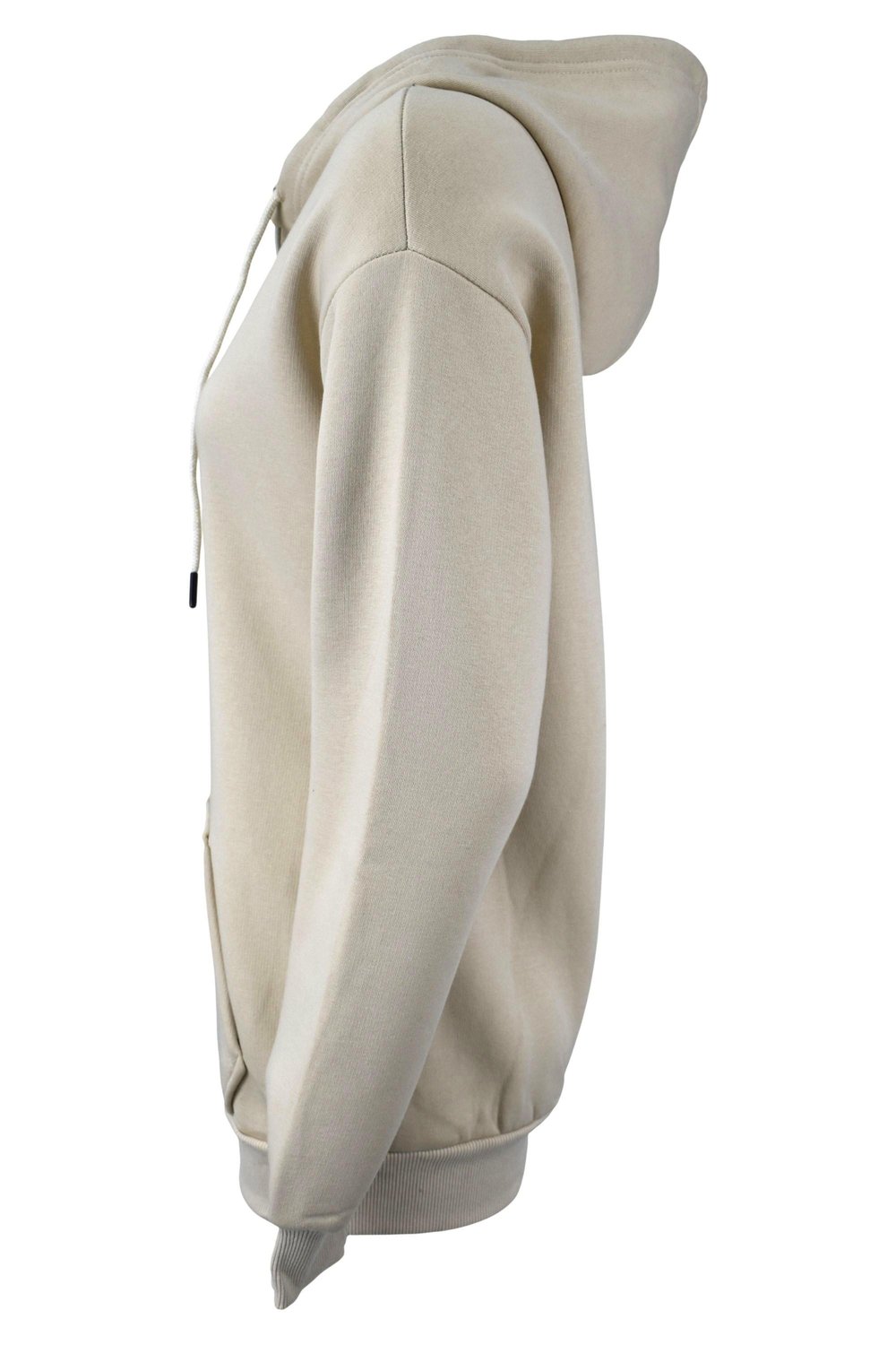 Oversize Üç İplik Kapüşonlu Fermuarlı Sweatshirt  - Bej