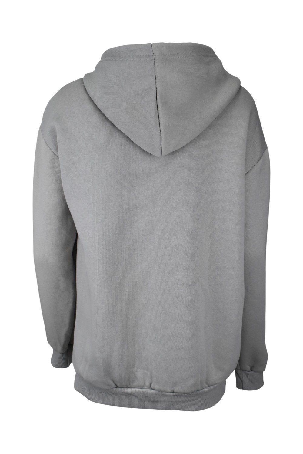 Oversize Üç İplik Kapüşonlu Fermuarlı Sweatshirt  - Gri