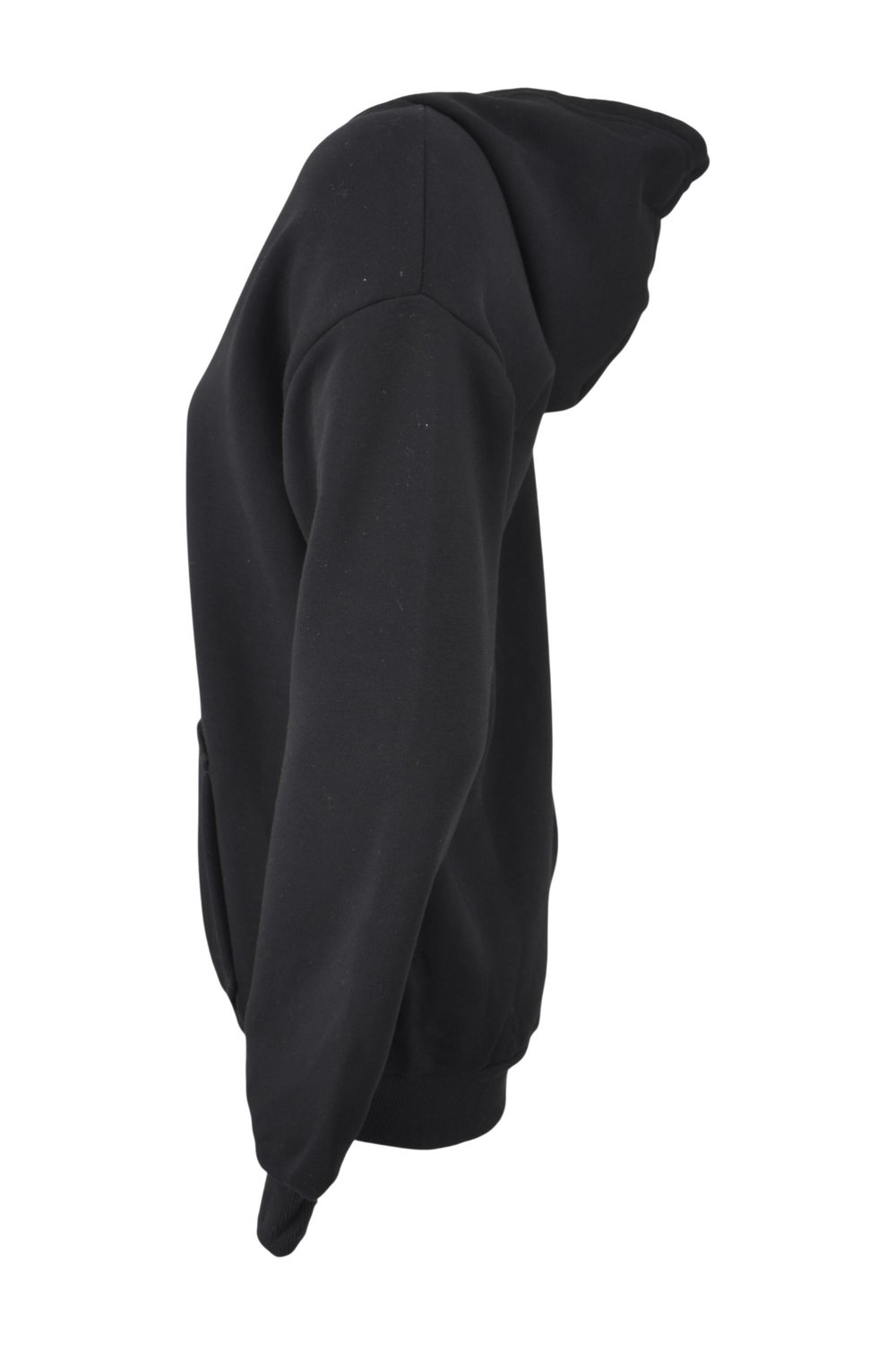 Oversize Üç İplik Kapüşonlu Fermuarlı Sweatshirt  - Siyah