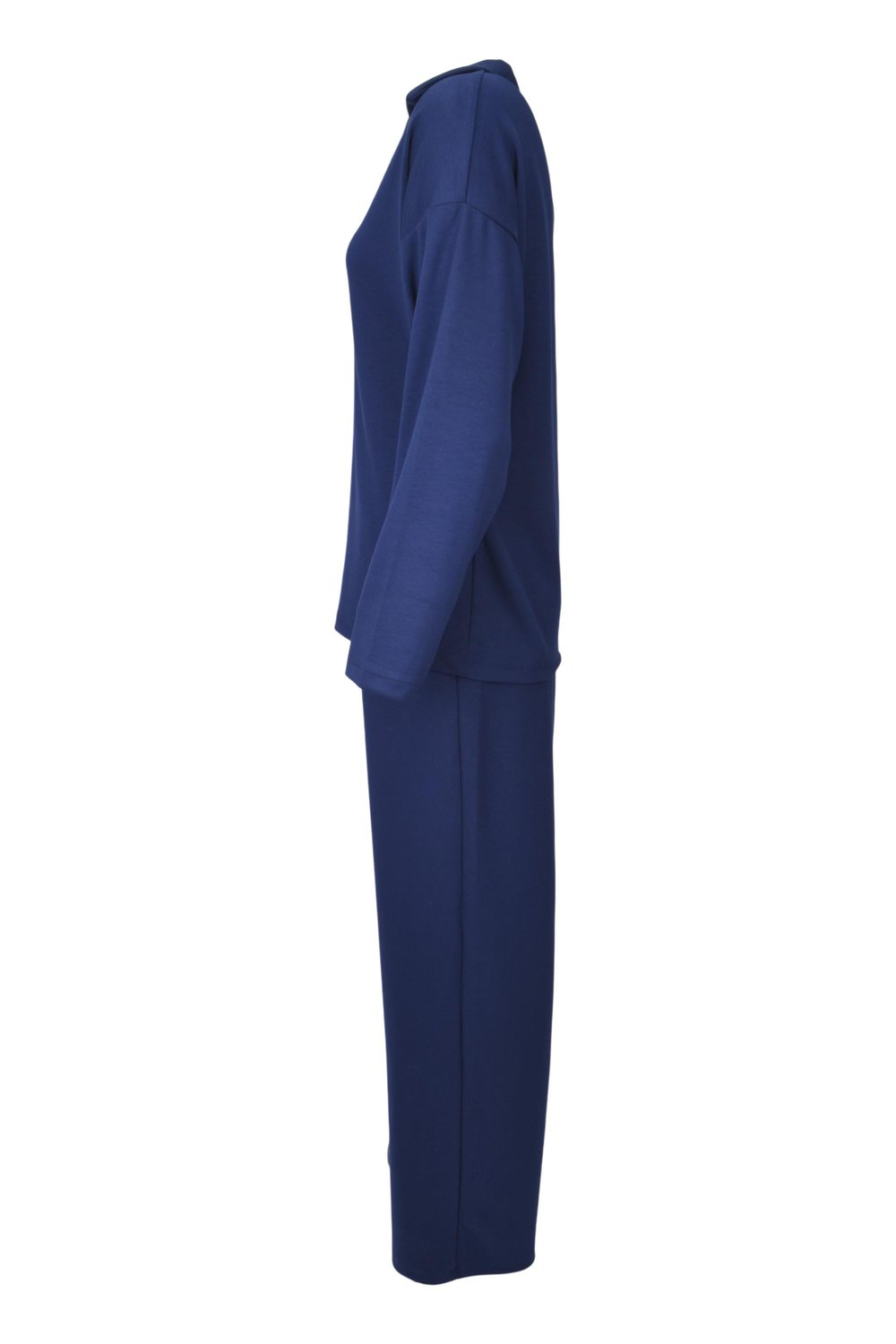 Rahat Kalıp Polo Yaka Modal Kumaş Uzun Kollu Eşofman Takımı  - Lacivert