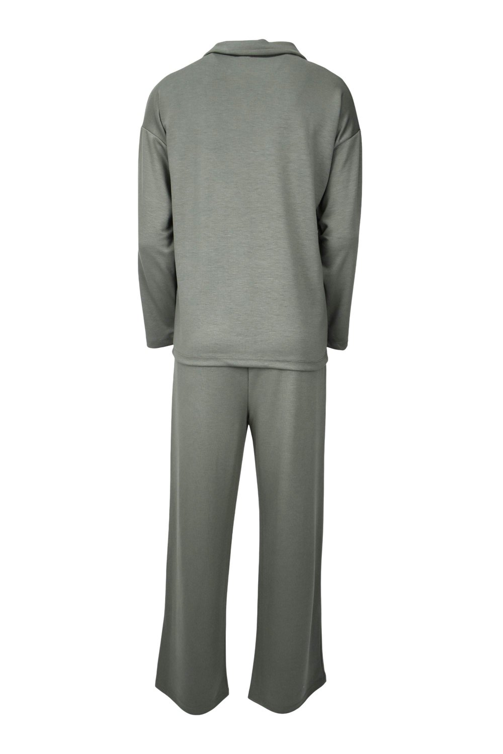 Rahat Kalıp Polo Yaka Modal Kumaş Uzun Kollu Eşofman Takımı  - Yeşil