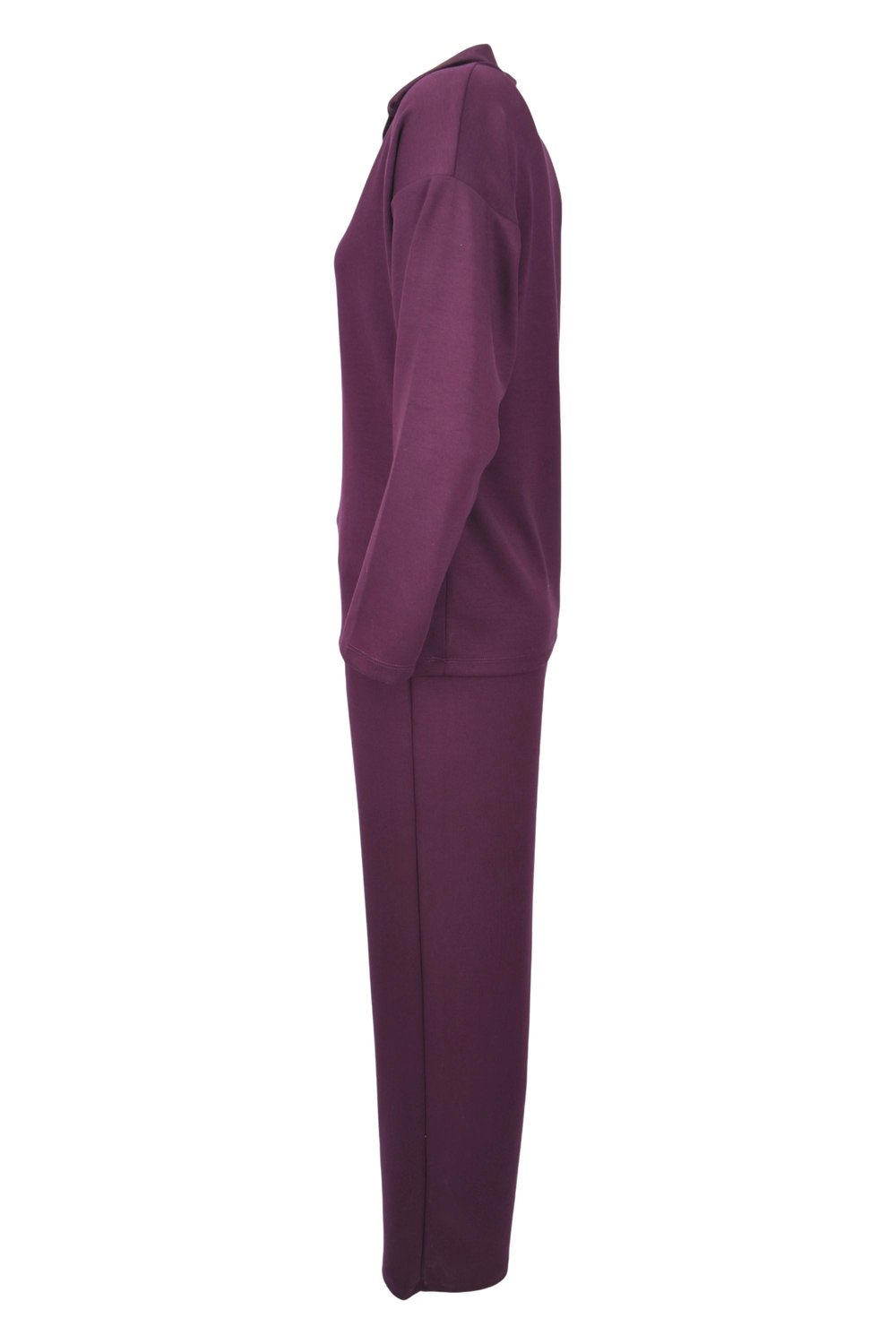 Rahat Kalıp Polo Yaka Modal Kumaş Uzun Kollu Eşofman Takımı  - Bordo