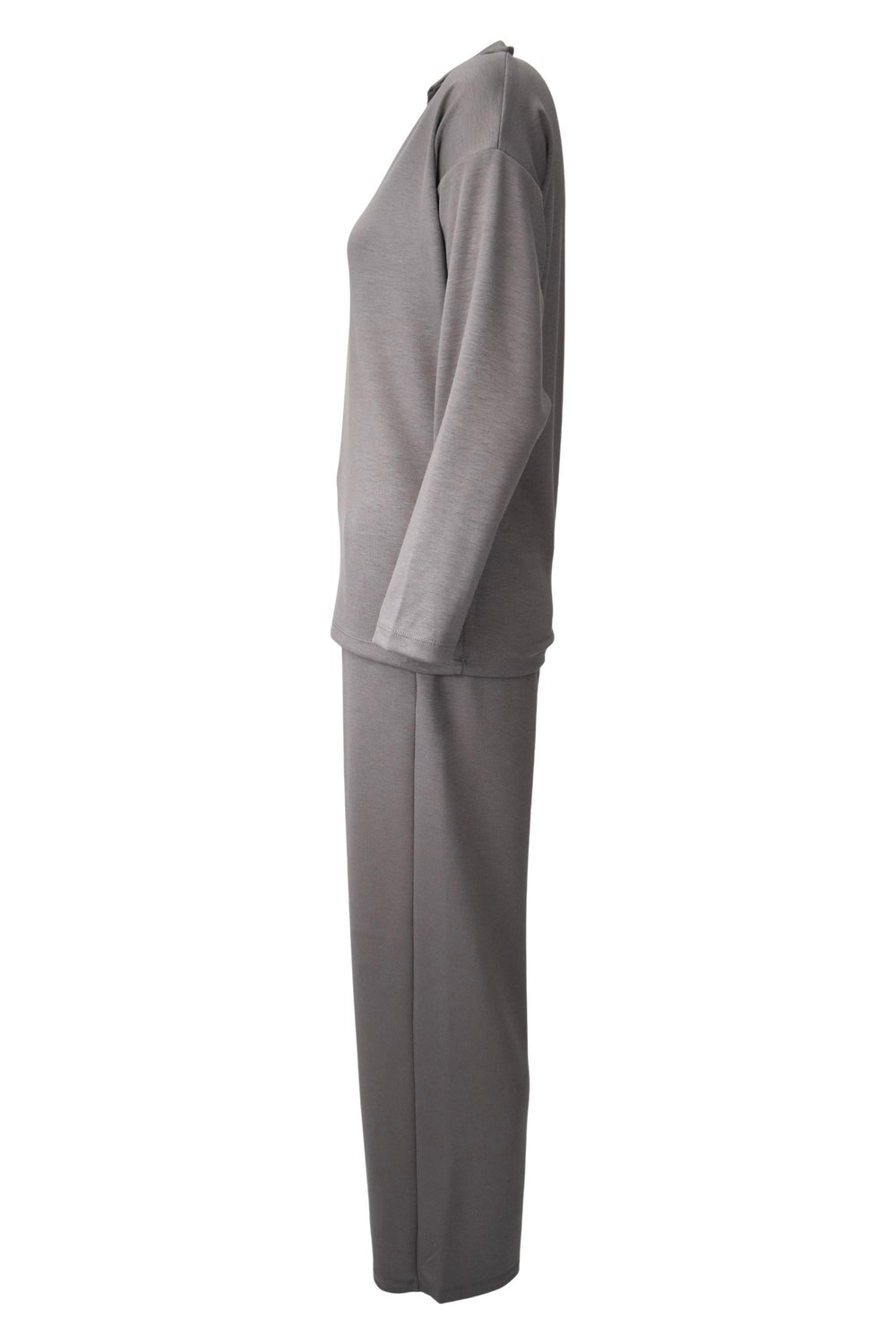 Rahat Kalıp Polo Yaka Modal Kumaş Uzun Kollu Eşofman Takımı  - Vizon