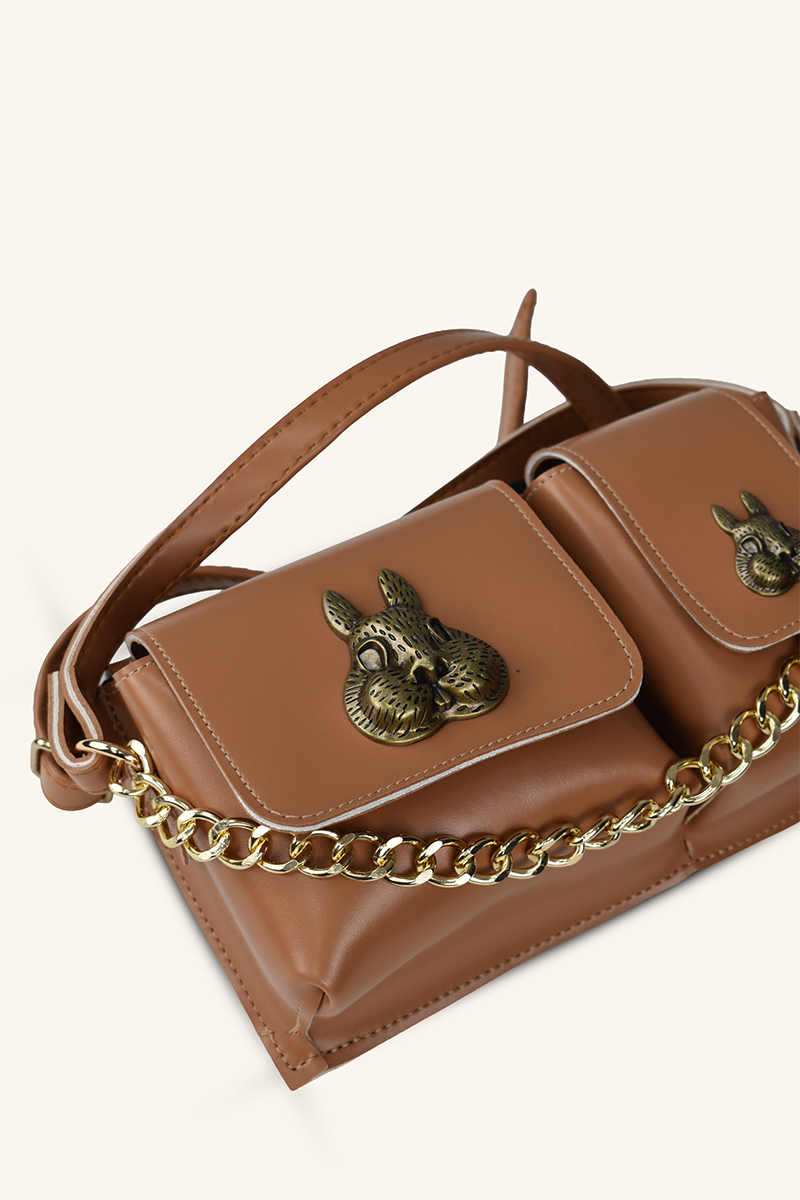 Sincap Aksesuar Detaylı El ve Omuz Çantası - Taba