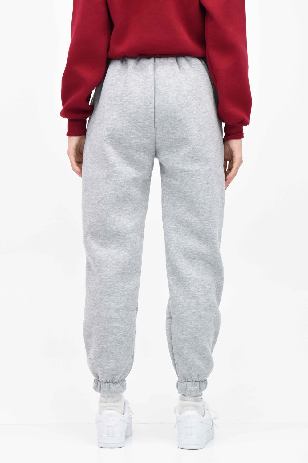  Üç Iplik Yüksek Bel Lastikli Jogger Eşofman Altı - Gri