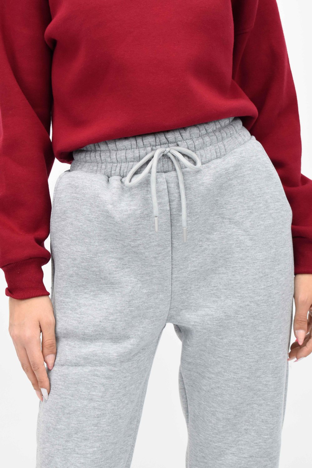  Üç Iplik Yüksek Bel Lastikli Jogger Eşofman Altı - Gri