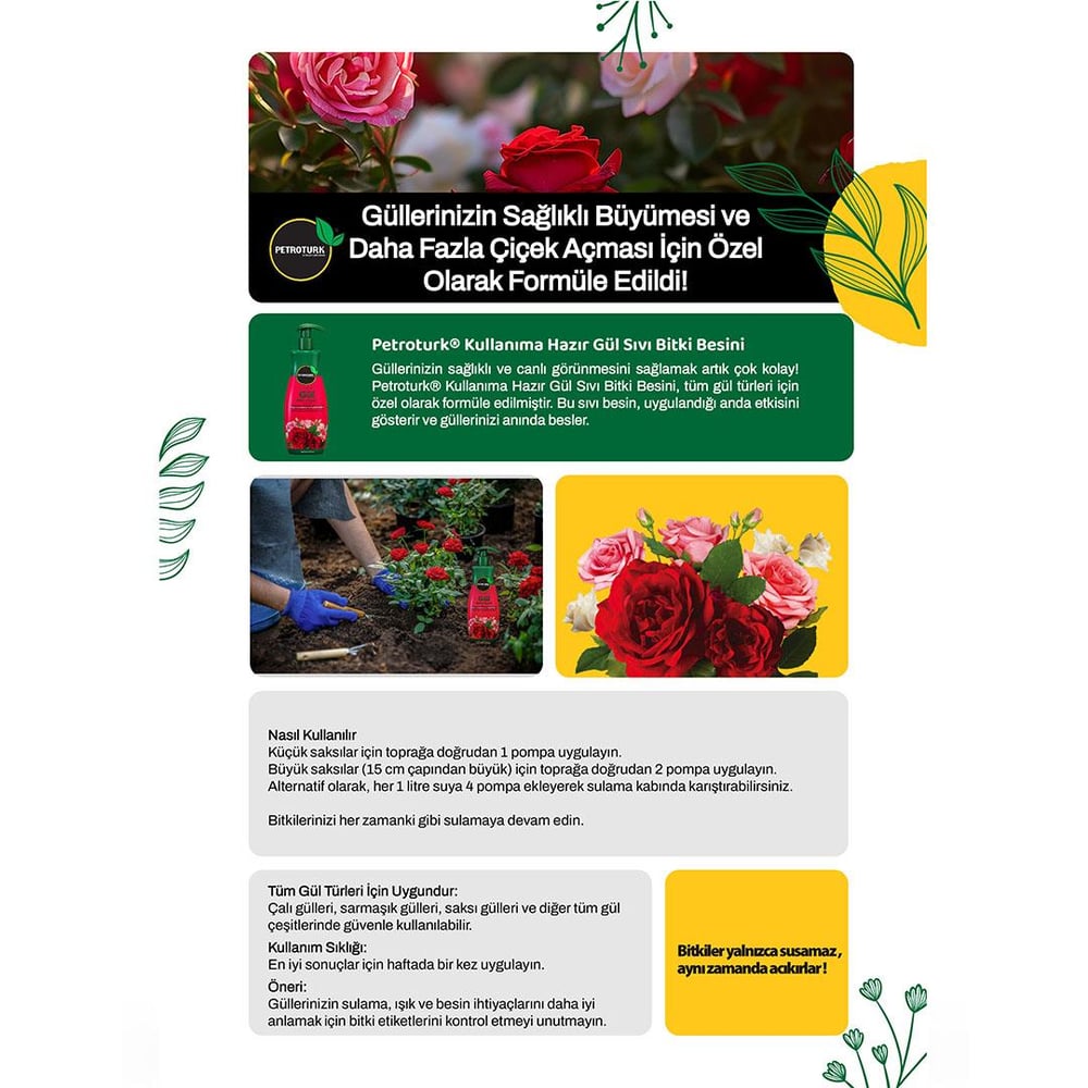 PetroTurk Gül Sıvı Bitki Besini 250 Ml