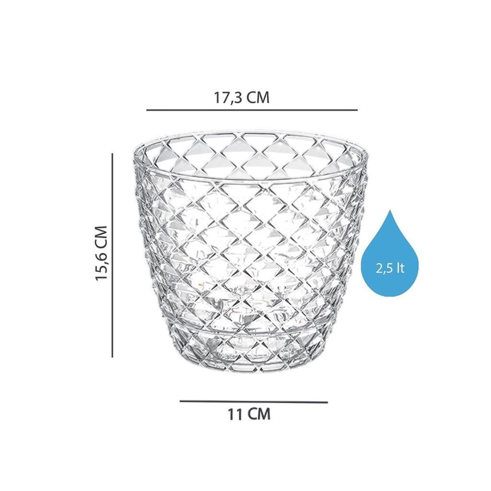 Serinova Kapadokya Kristal Desenli Orkide Saksı 2.5 Lt Şeffaf(Orkide Saksı)