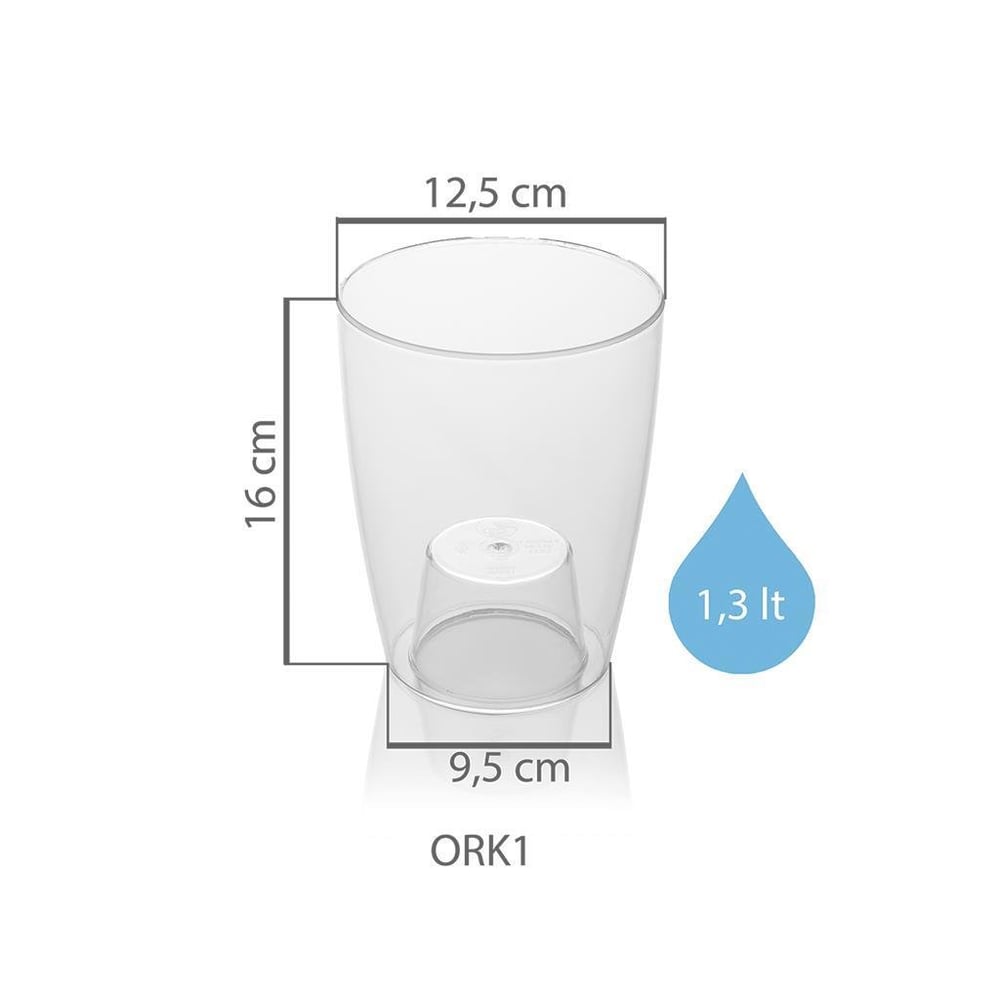 Serinova Şeffaf Orkide Kabı Saksı 1.3 Lt Şeffaf(Orkide Saksı)