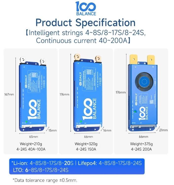 100 Balance Bms 4-8s 100a Smart Bluetooth