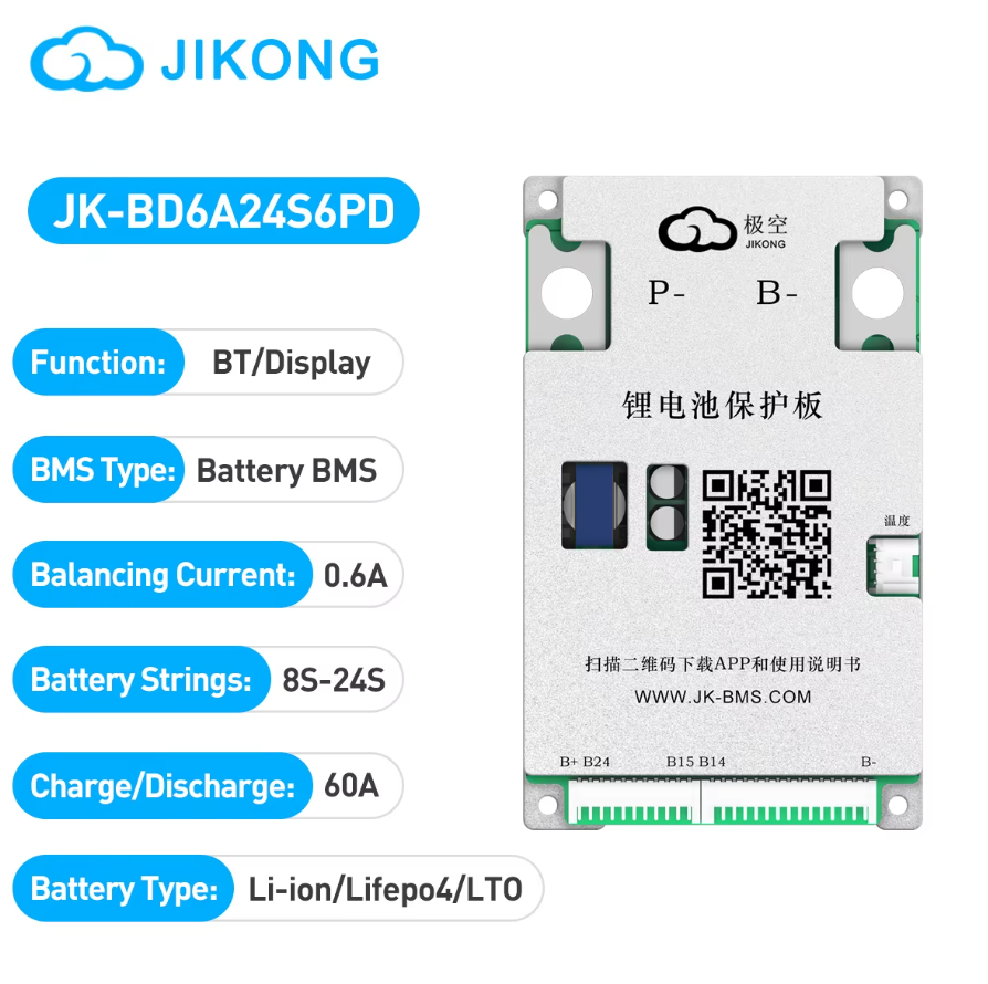JK Smart Bms - 8-24S 60A - 0.4A BLANS - JK-BD4A24S6PD