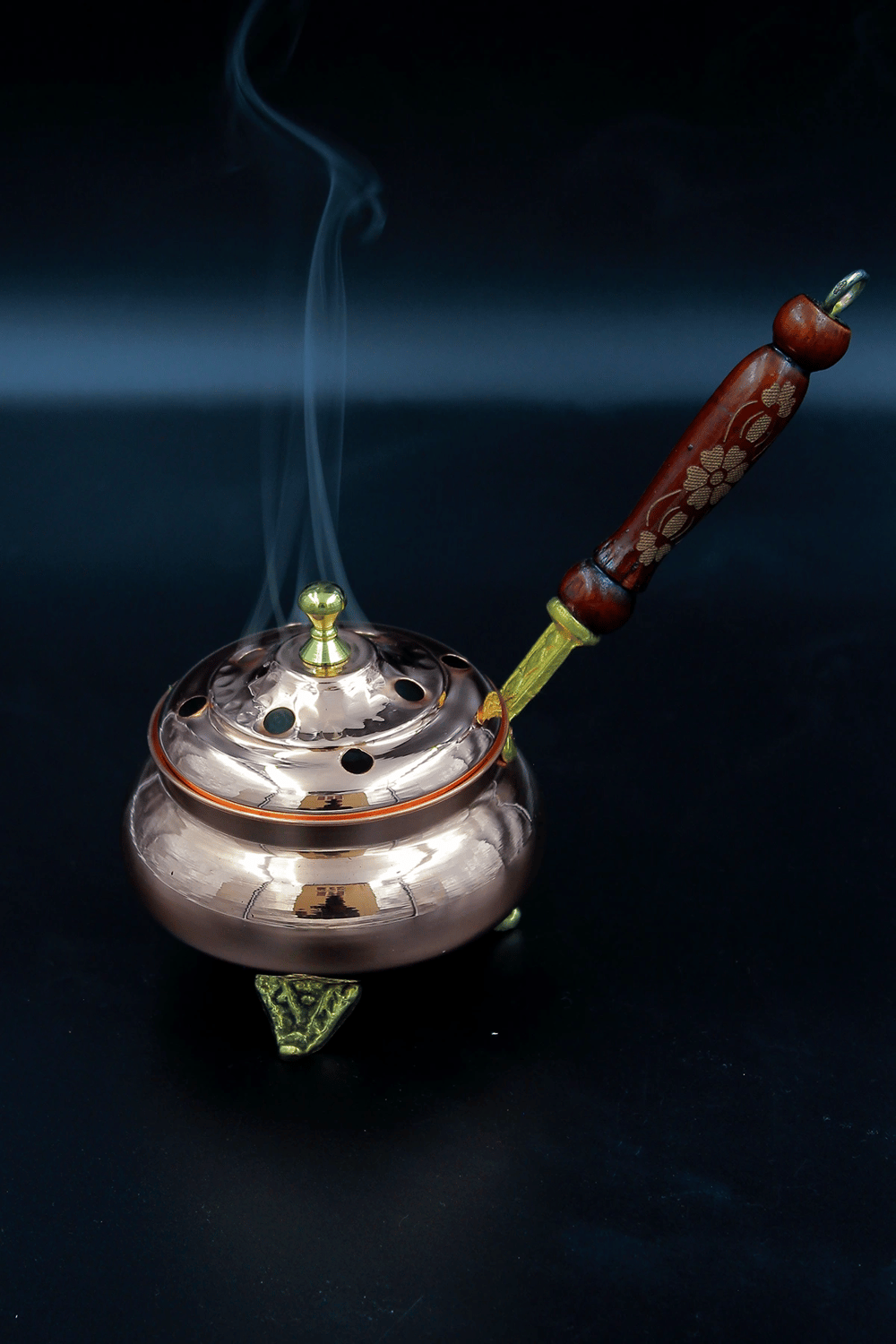 Turna Bakır No 1 Witch Cauldron Incense Burner & Censer Red
