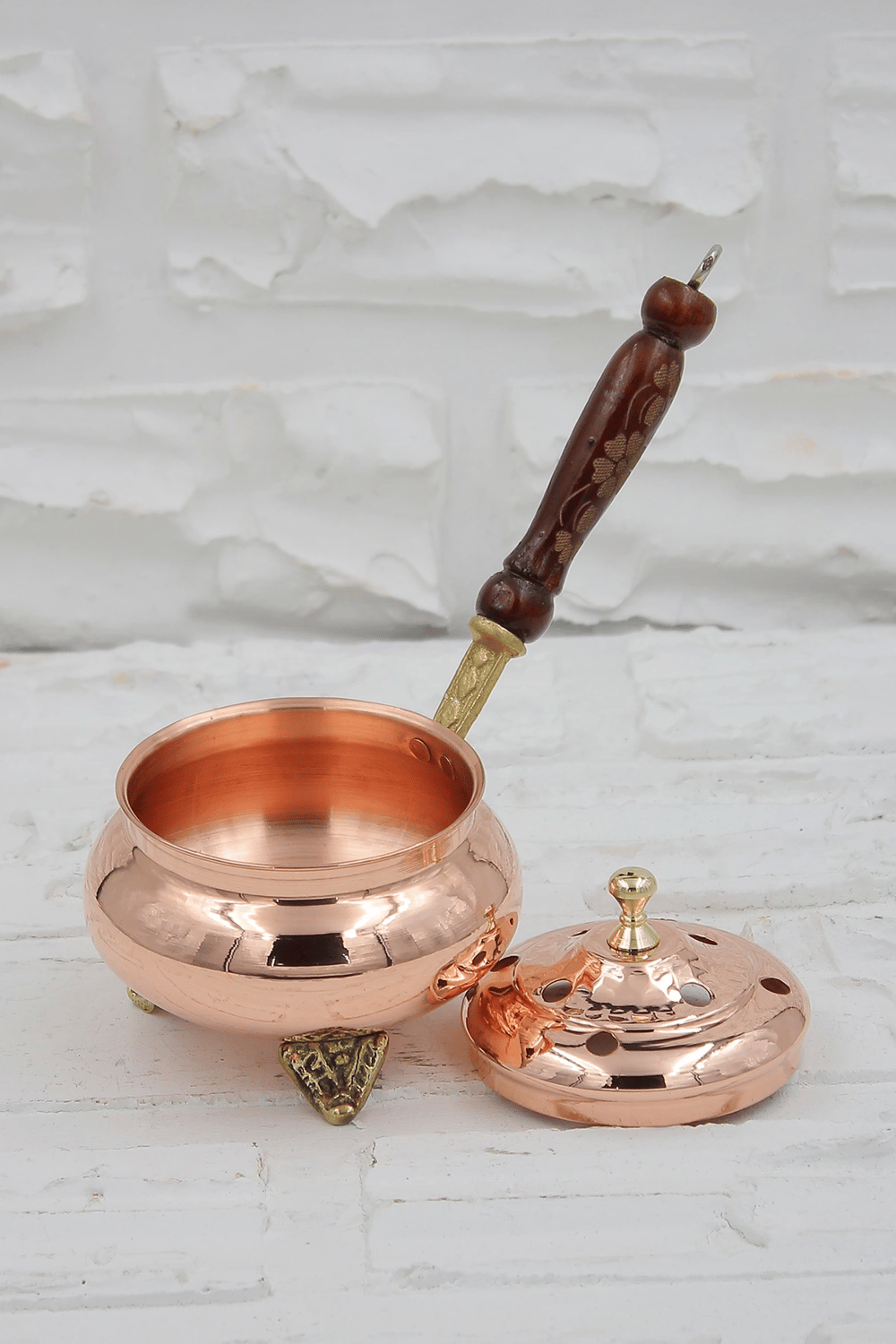 Turna Bakır No 1 Witch Cauldron Incense Burner & Censer Red