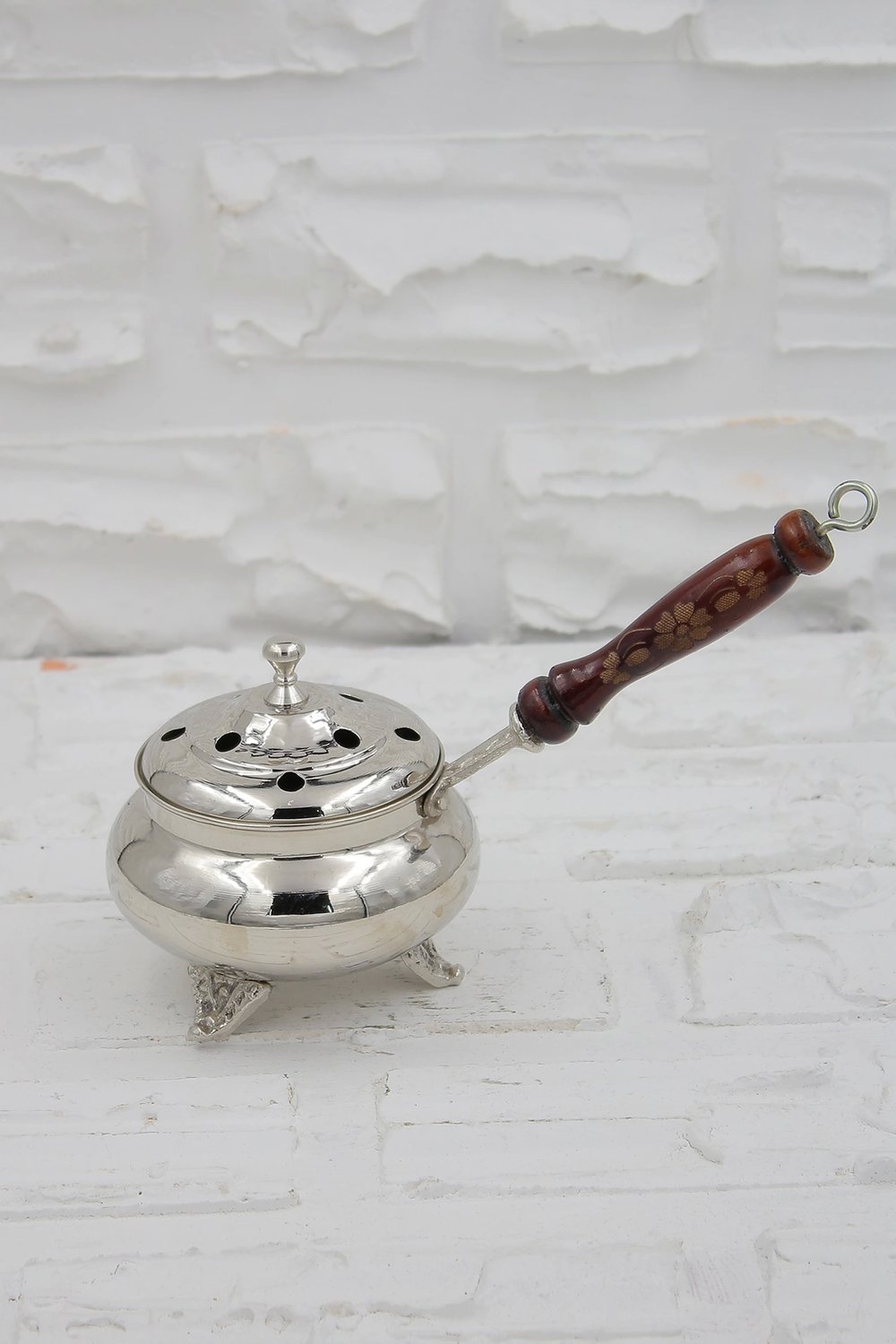 Turna Bakır No 1 Witch Cauldron Incense Burner & Censer Nickel