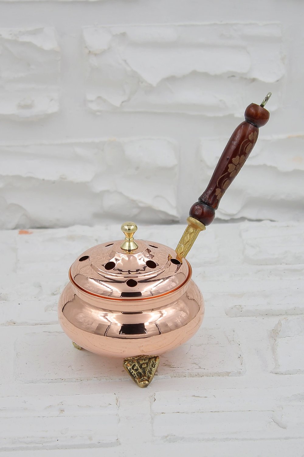 Turna Bakır No 1 Witch Cauldron Incense Burner & Censer Red