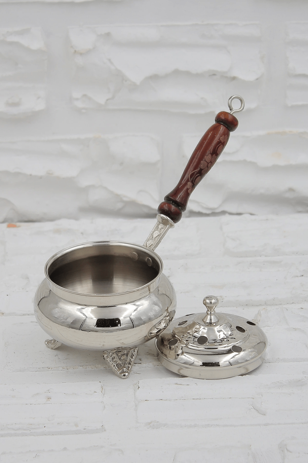 Turna Bakır No 1 Witch Cauldron Incense Burner & Censer Nickel