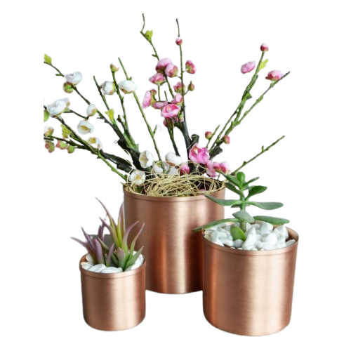 Turna Bakır Bahar Saksı 3lü Takım Düz Skoç Turna2567-4