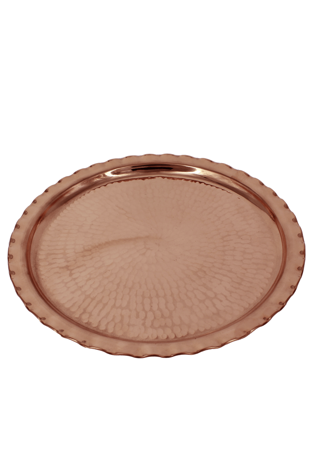 Turna Bakır Çaldıran Yuvarlak Sunum Tepsi 34 Cm El Dövme Kırmızı Turna5843-1