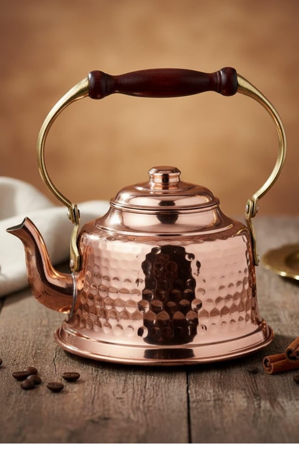 Turna Copper Maraş Teapot Hand Forged Red Crane1965-1
