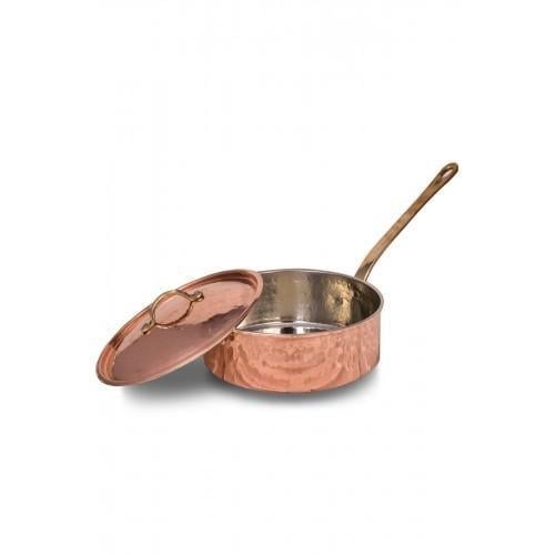 Turna Copper Karniyarik Saucepan Single Handle 10 No 34 Cm Hand Forged Red Turna8203-1