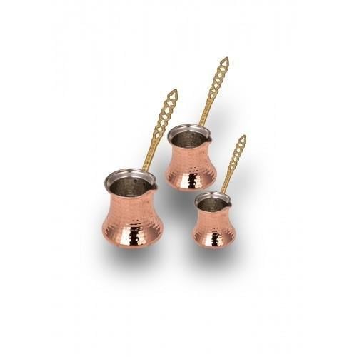Turna Copper Kervan Coffee Pot Small Set of 3 1-2-3 No Fine Machine Forged Red Turna1233-1