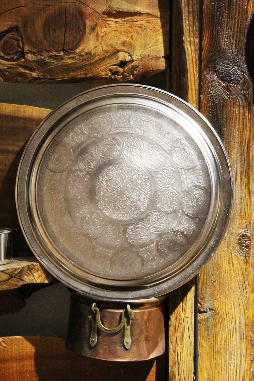 Turna Bakır Krom Yuvarlak Sunum Tepsi 34 Cm Makine İşleme Nikel Turna5861-2