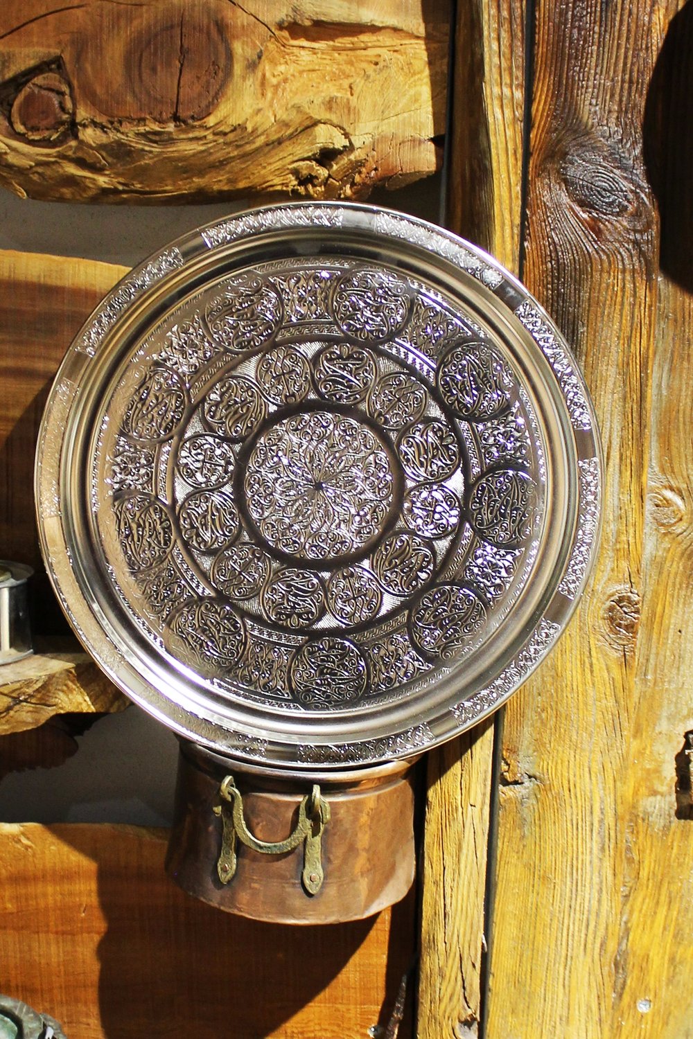 Turna Bakır Krom Yuvarlak Sunum Tepsi 34 Cm Makine İşleme Nikel Turna5861-2