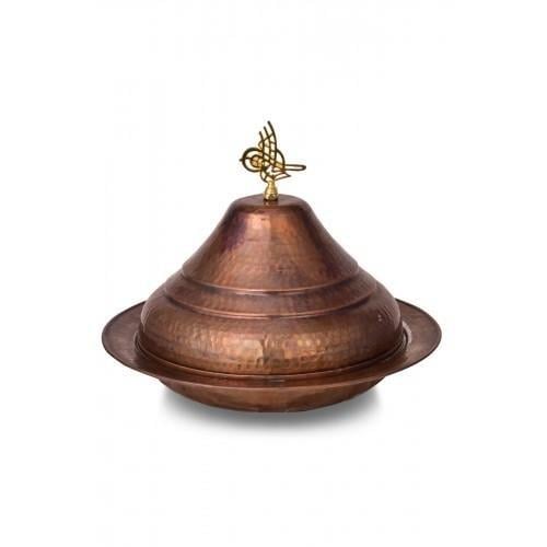 Turna Copper Tomb Round Presentation Plate 30 Cm Hand Forged Oxide Turna9059-3