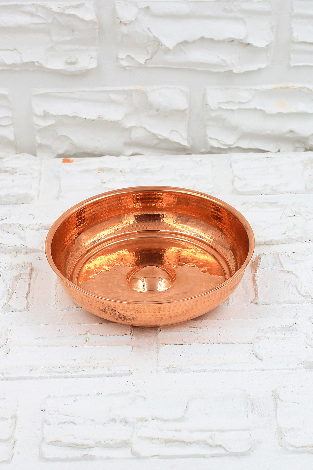 Turna Bakır Kurnacı Hamam Tası 20 Cm El Dövme Kırmızı Turna4054-1